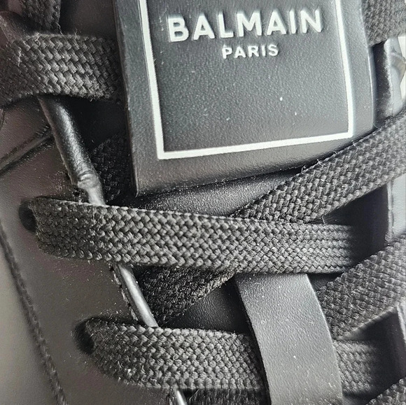 BALMAIN Authentic Black Geniune Leather Classic Men's Shoes Sneakers size 11 - Picture 7 of 9